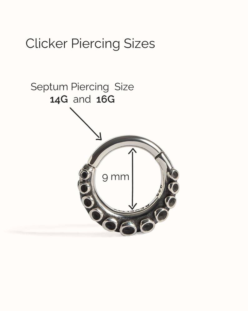 Clicker Nose Ring Octopus Tentacle Septum Ring Hinged Hoop Silver Clicker Body Jewelry Cute Unique Septum 14g 16g Clicker BSE035 image 6