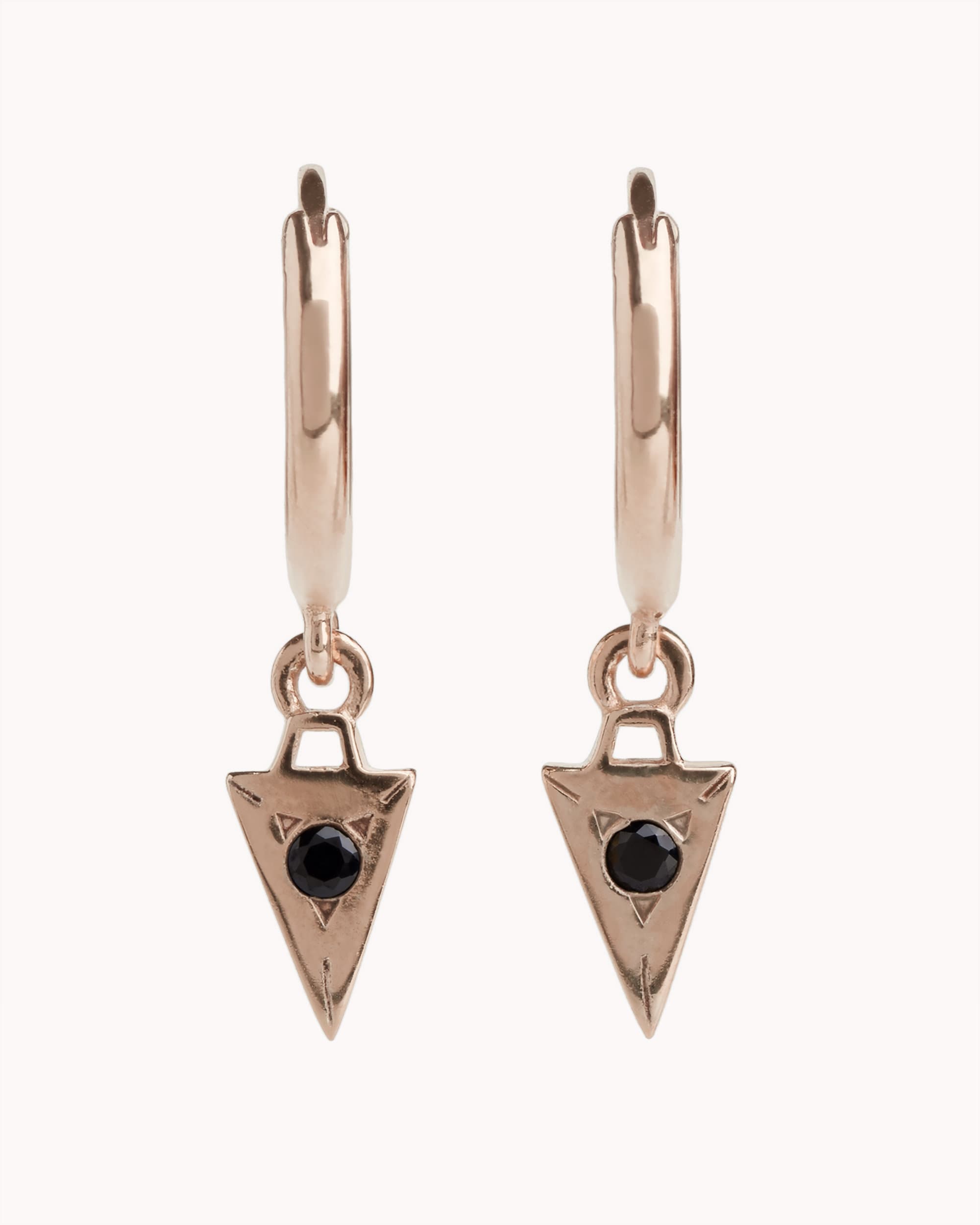 Tiny Zirconia Hoop Earrings Silver Triangle Pendulum Charm Huggie Earrings Sterling Silver Modern Jewelry Tiny Dainty Hoops - MHP011