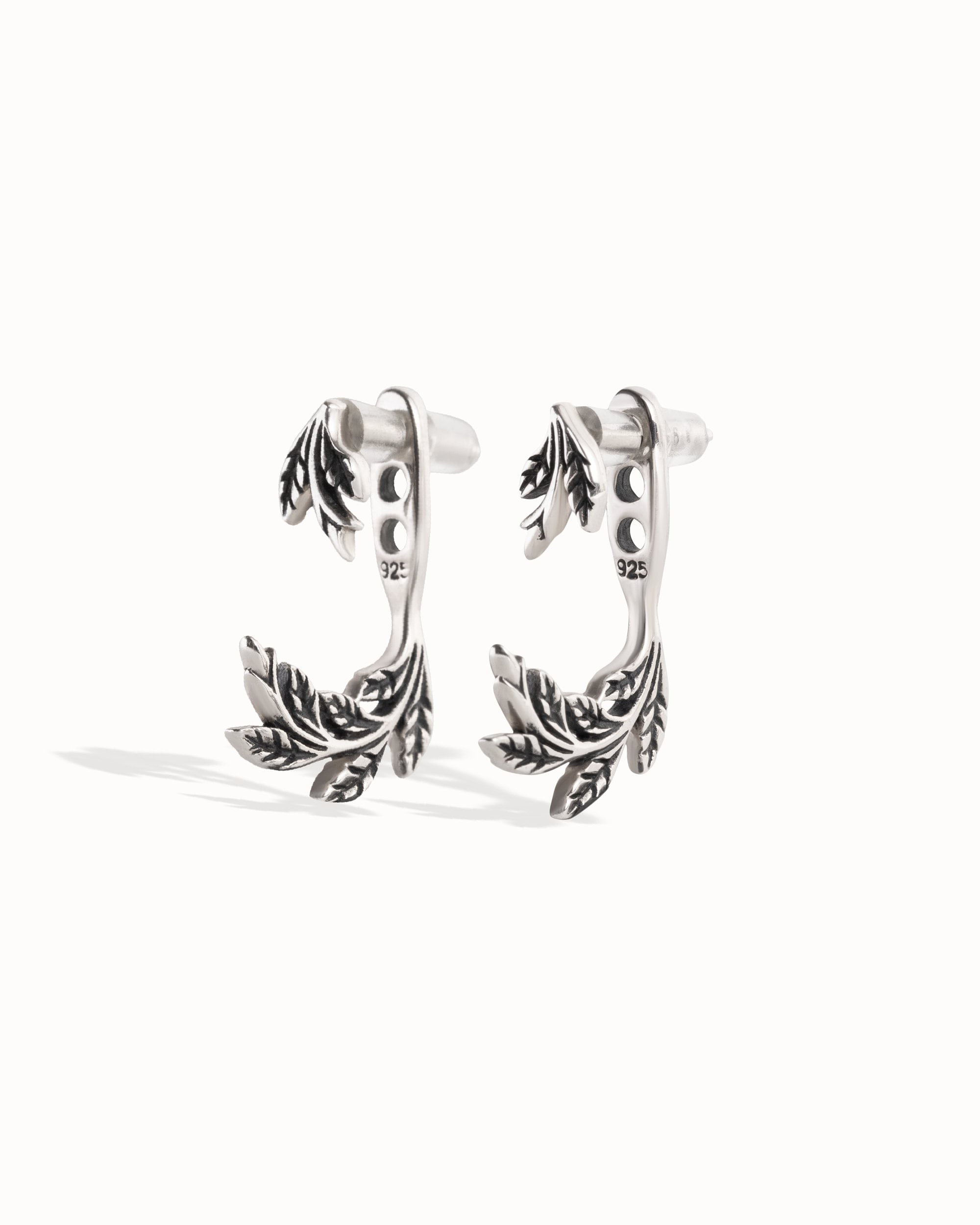 Leaf & Flower Earrings Ear Jacket · Dark Naturalism Ear Cuff Earrings · Flower Dangle Earrings · Lotus Flower Jewelry  Gift for Her - JKT005