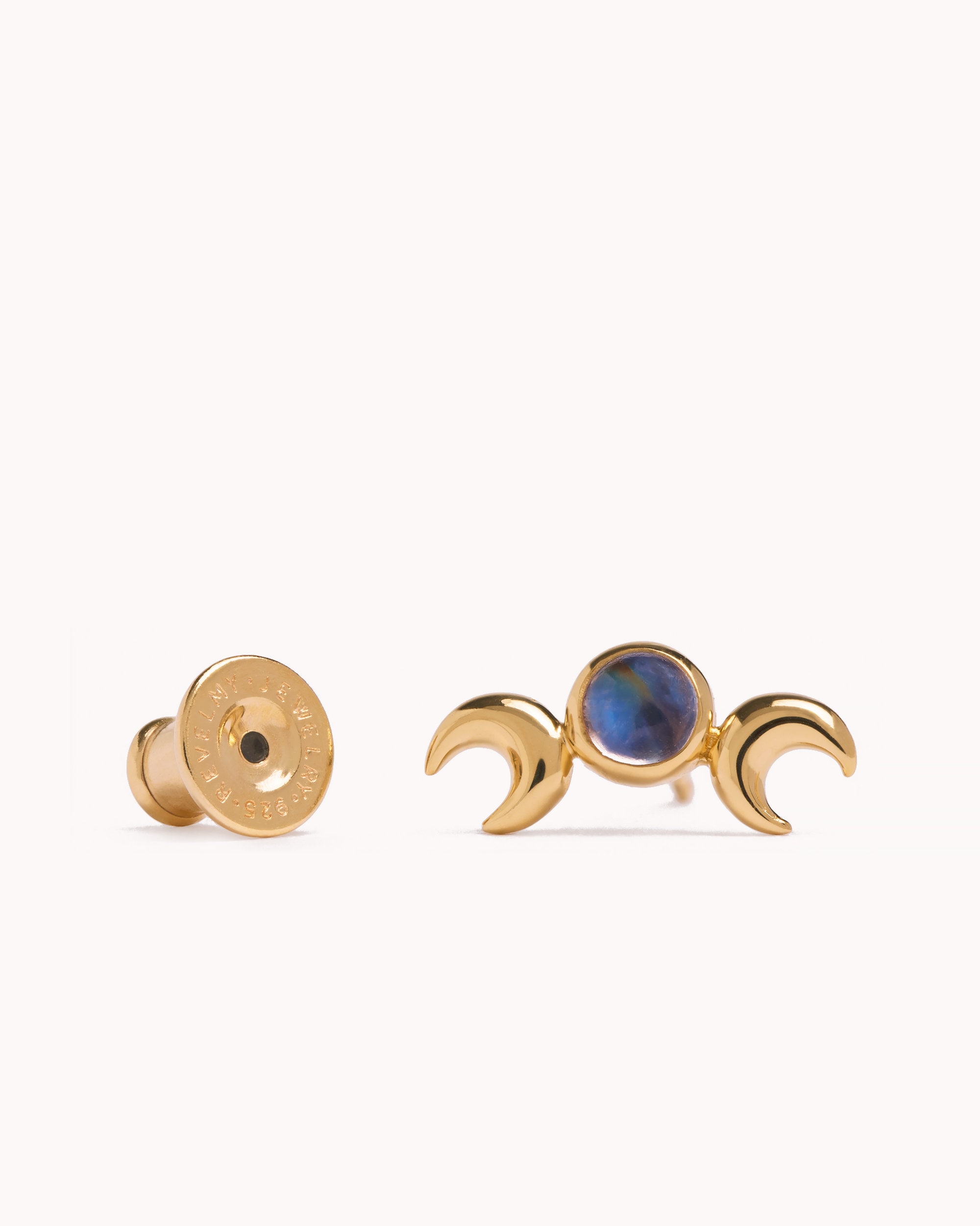 Hecate Symbol Earring • Goddess of Witchcraft and Magic Jewelry • Twin Moons Helix Earring  • Moonstone Cartilage Silver Piercing - CRT004