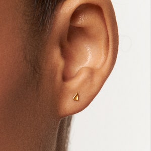 Triangle Earrings Silver & Gold Stud Earrings Minimalist Geometric Earrings Dainty Tiny Stud Earrings Modern Jewelry CST017 image 4