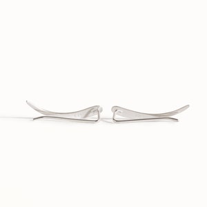 Silver Ear Climber Minimalist Earrings Crescent Moon Sterling Shine Ear Cuff Earrings Modern Jewelry Gift 14K Ear Wrap FES007 image 8