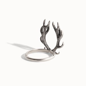 Deer Antler Ring Sterling Silver Ring Statement Ring Adjustable Ring Boho Jewelry Jewelry Gift for Her FRI001 image 3