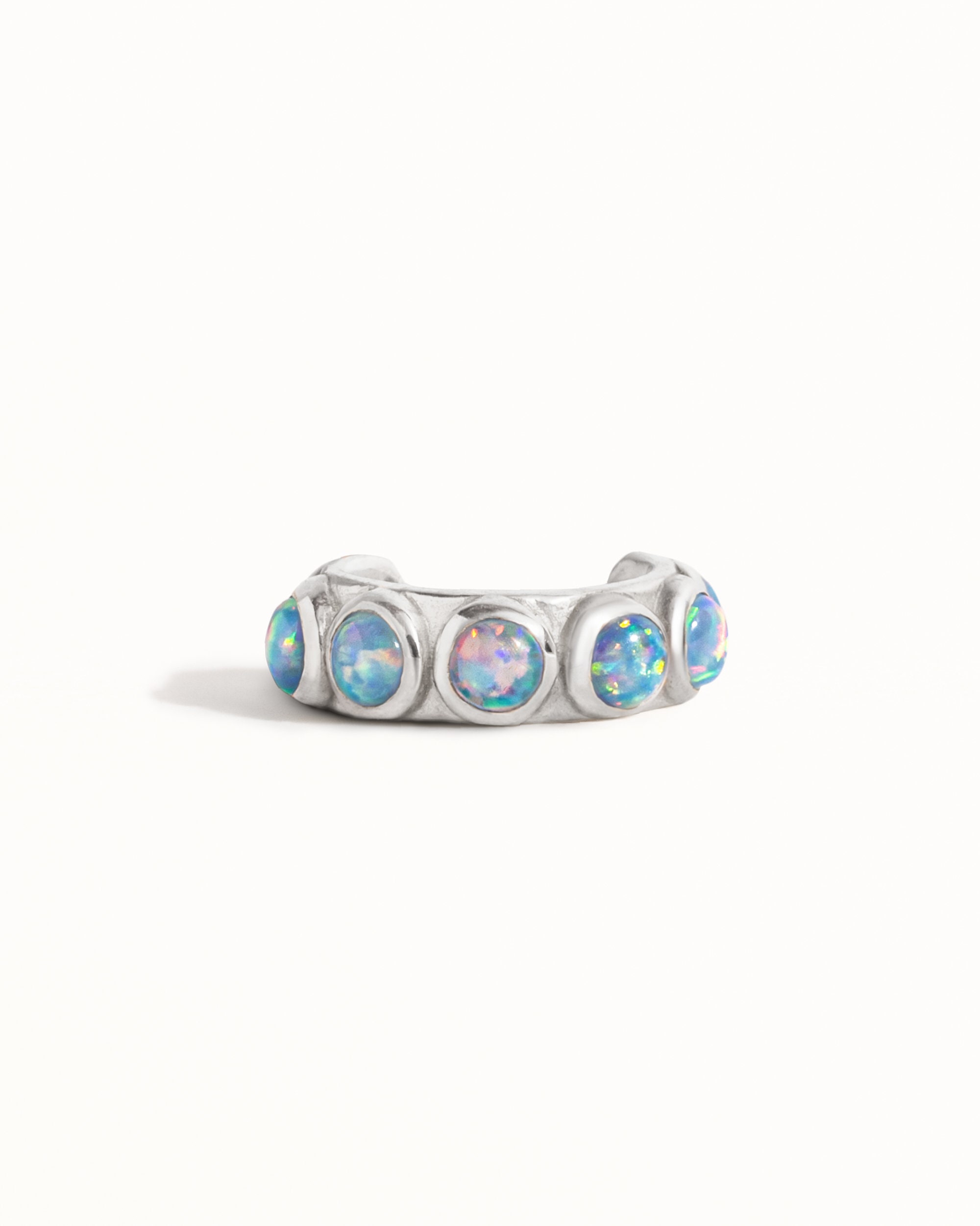 Sterling Silver Ear Cuff Earring Blue Opal Stones Inlay Ear Wrap Earrings Modern Jewelry  Gift for Her - ECU009