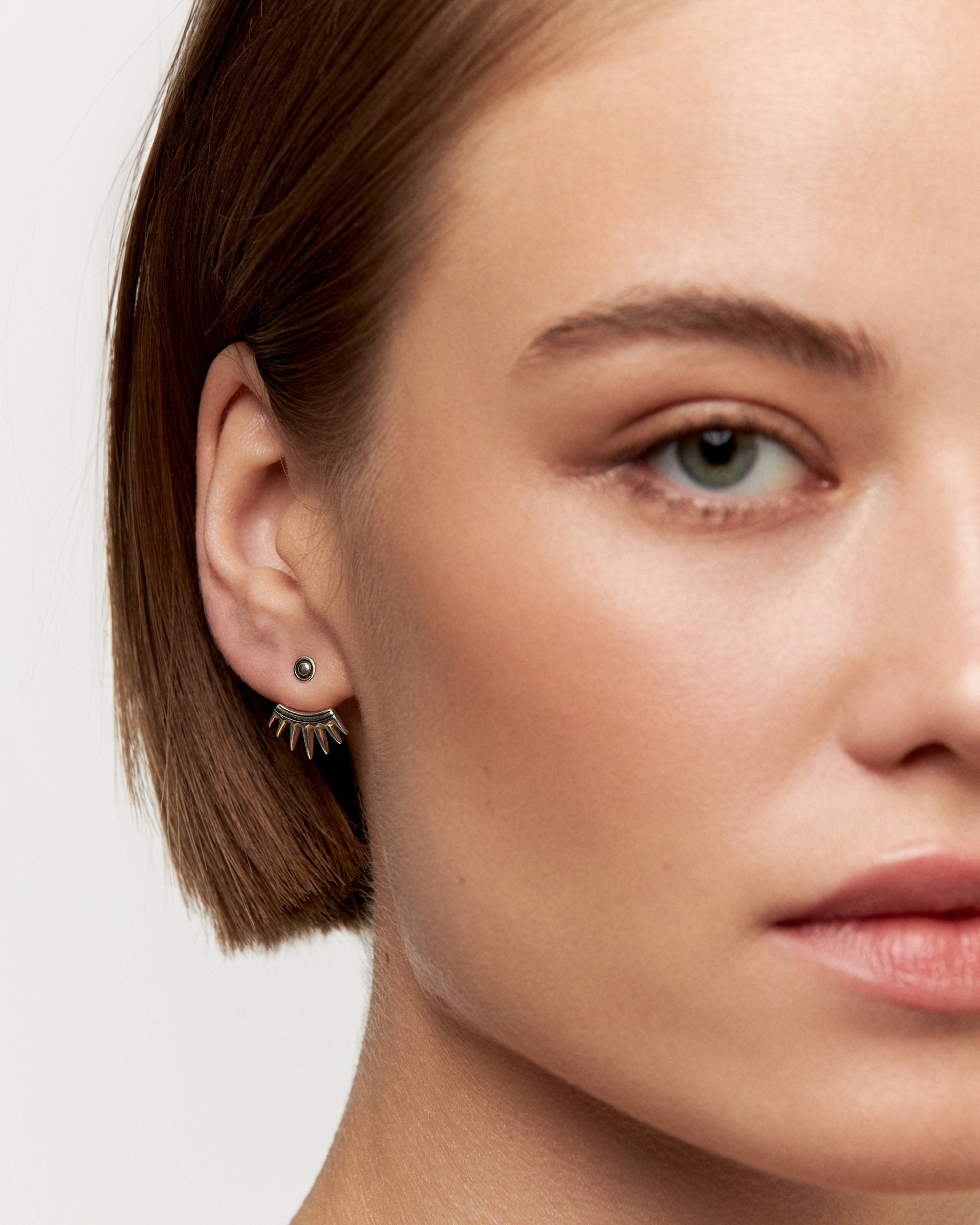 Sterling Silver Ear Jacket Earrings Sunshine Ear Cuff Earrings Boho Jewelry  Gift for Her Best Christmas Gift - JKT001