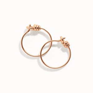 Tiny Hoop Earrings Silver Small Huggie Earrings Sterling Silver Boho Modern Jewelry Tiny Minimalist Dainty Hoops - MHP007 Rose Gold Plated