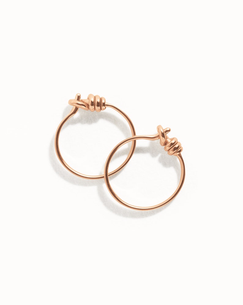 Tiny Hoop Earrings Silver Small Huggie Earrings Sterling Silver Boho Modern Jewelry Tiny Minimalist Dainty Hoops - MHP007 Rose Gold Plated