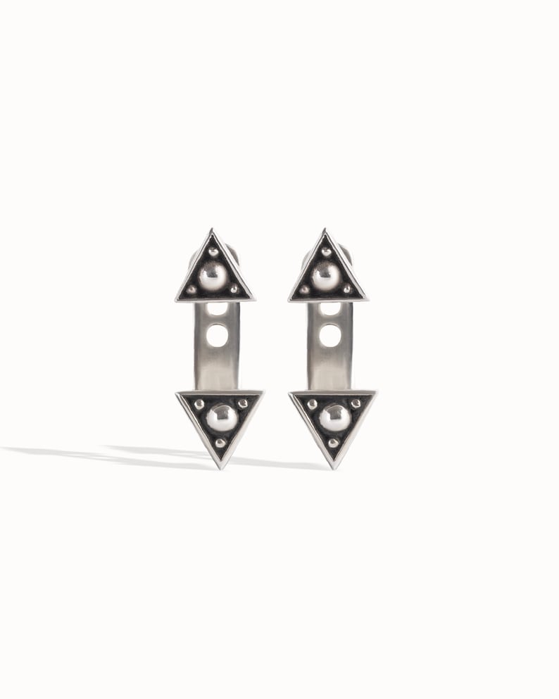 Pendientes de plata de ley con forma de triángulo, pendientes de oreja, regalo de joyería moderna para ella JKT007SSO imagen 2