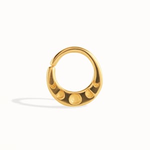 Moon Phase Septum Ring Nose Ring Celestial Jewelry Sterling Silver Bohemian Fashion Indian Style 14g 16g 18g BSE041 Yellow Gold Shiny