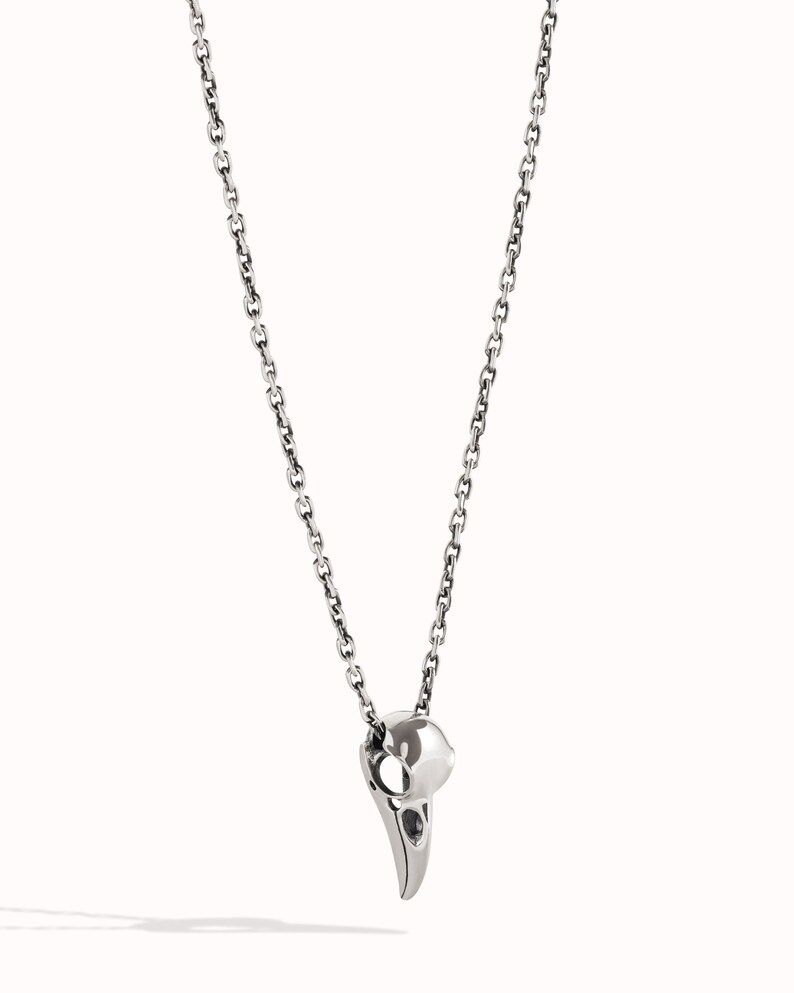 Silver Raven Skull Necklace Bird Skull Jewelry Raven Skull Gothic Pendant Goth & Steampunk Gift for Him Best Christmas Gift - FPE005 image 5