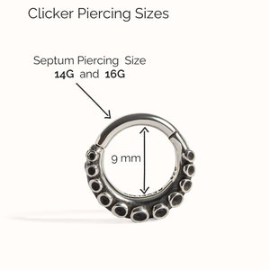 Octopus Tentacle Septum Ring Nose Ring Body Jewelry Sterling Silver Bohemian Fashion Septum Clicker 14g 16g 18g BSE035 image 9