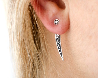 Sterling Silver Ear Jacket Earrings Sunshine Ear Cuff Earrings Boho Jewelry  Gift for Her - JKT003
