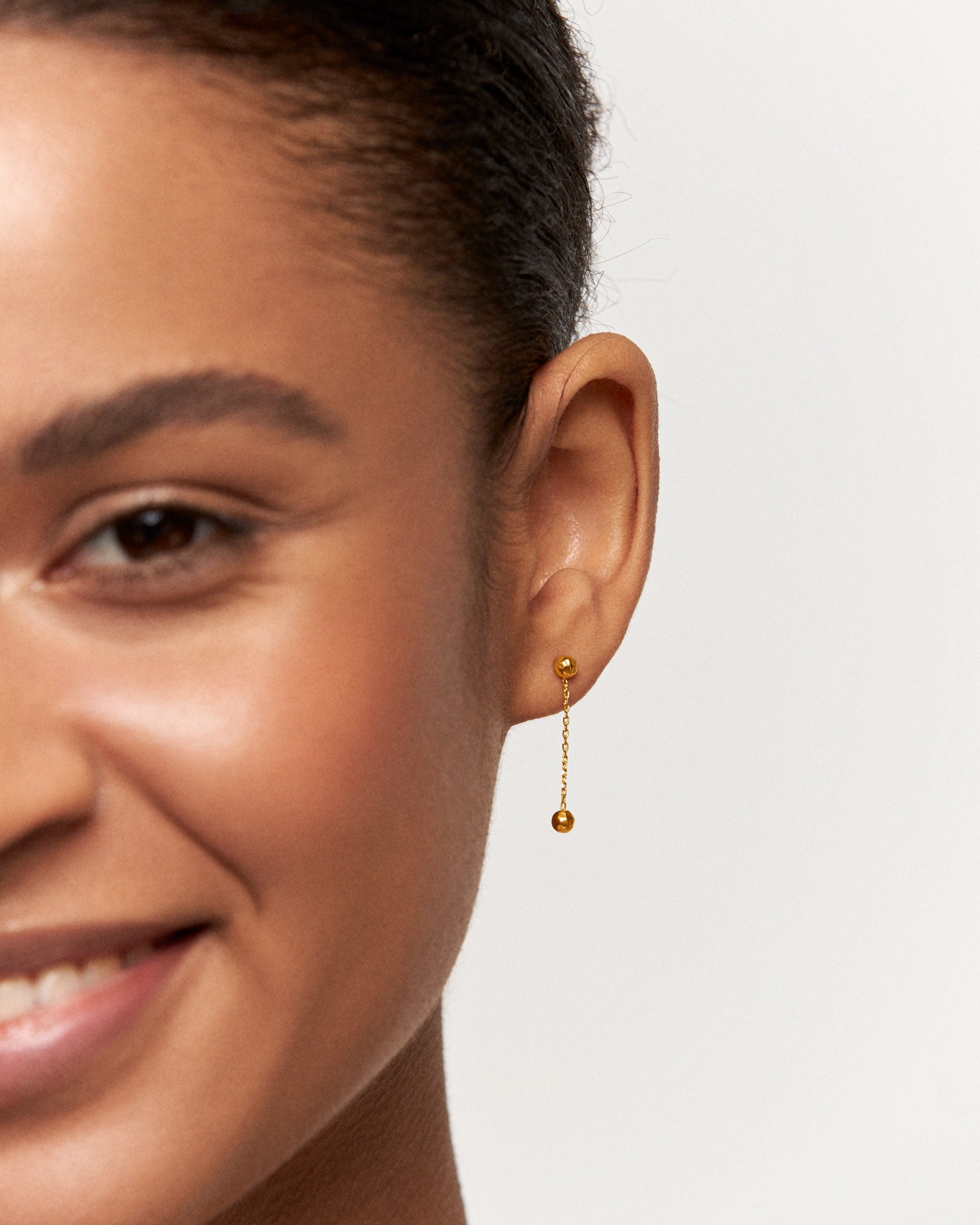 Chain Ball Earrings • Gold Ball Threader Earrings • Drop Ball Earrings • Silver Chain Dangle Earrings • Double Ball Earrings - CST024