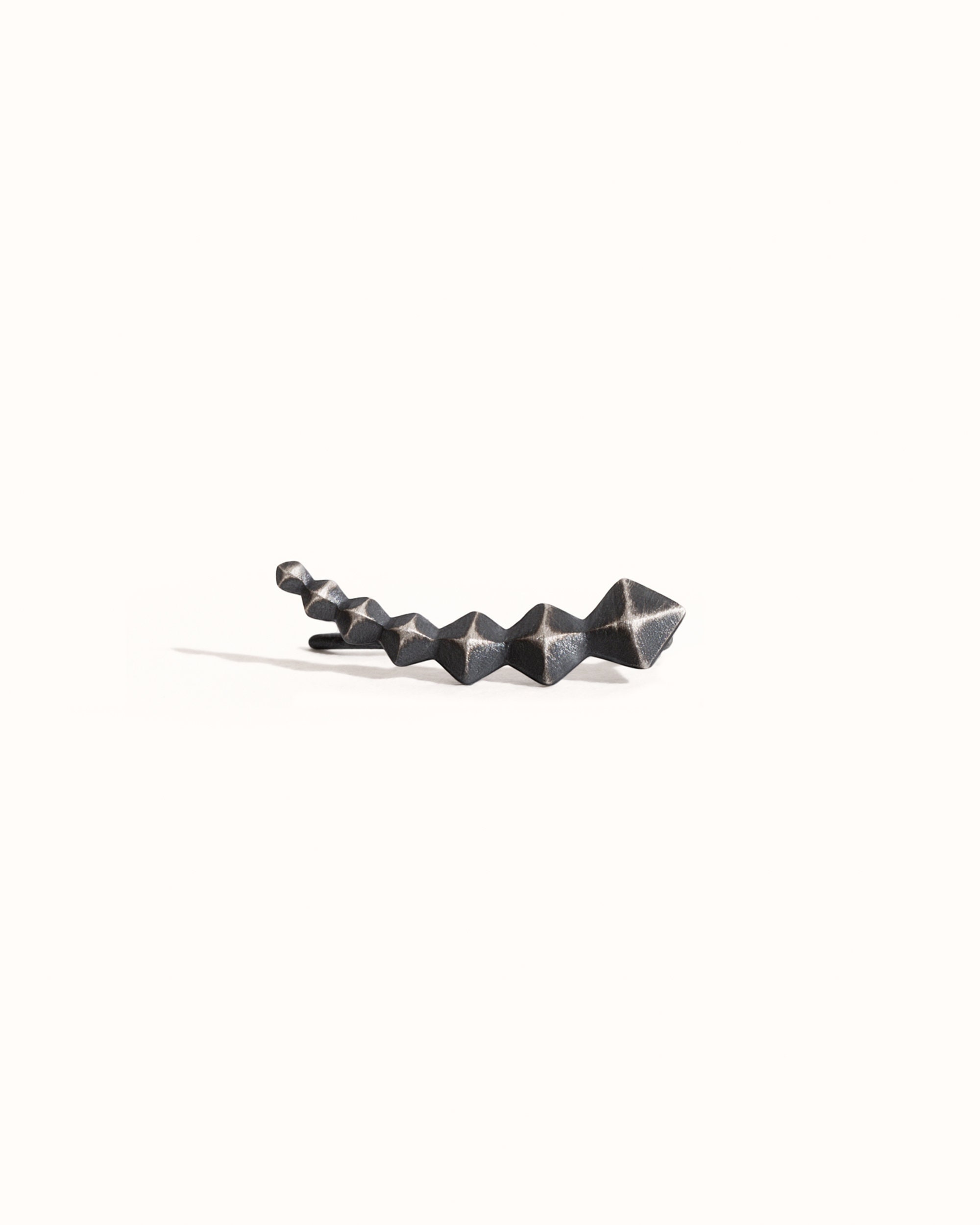 Black Silver Ear Climber Earrings · Minimalist Pyramid Ear Crawler · 925 Sterling Silver Earrings Fashion Jewelry Gift for Her - FES010