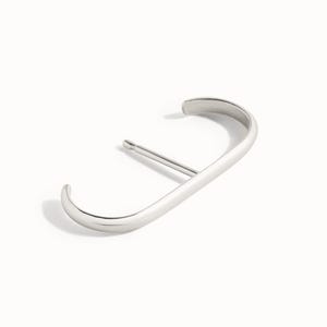 Orecchino minimalista a bretella in argento • Orecchino a clip geometrico moderno per lobo • Orecchino a perno placcato oro 24 carati, regalo semplice - CST027 immagine 2