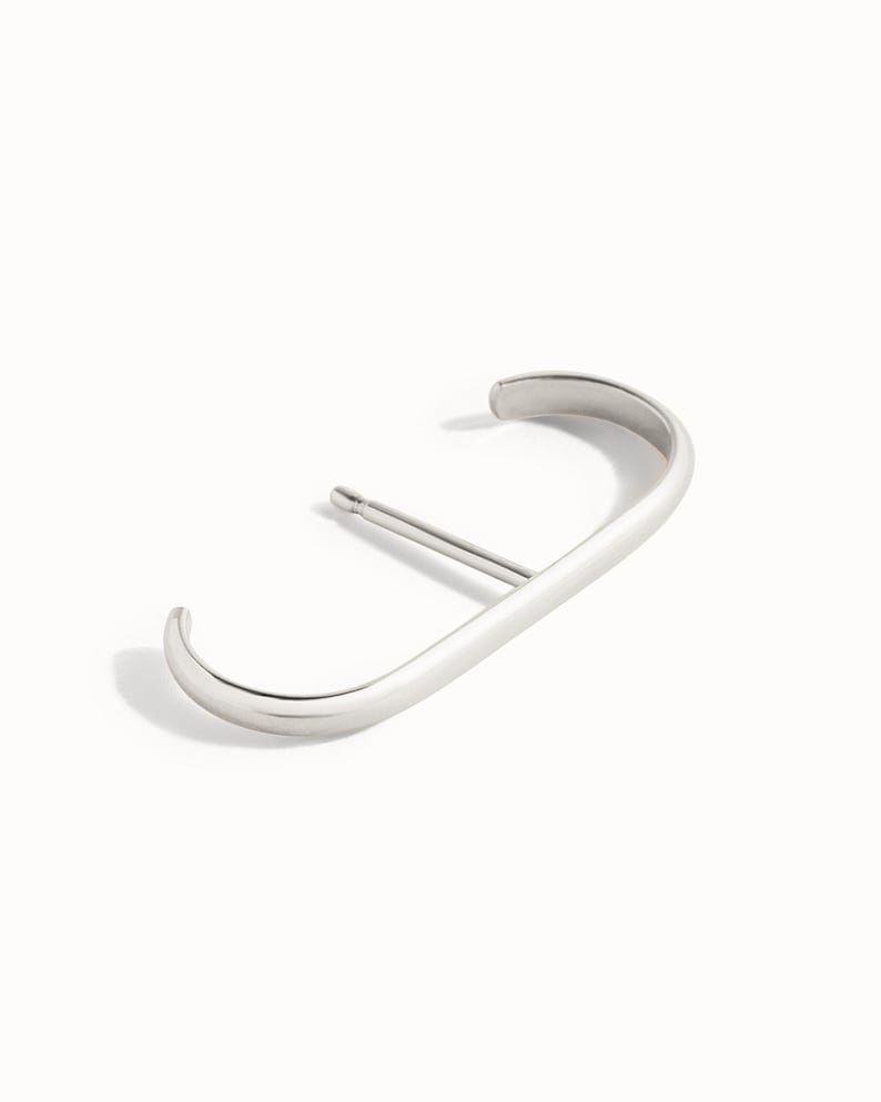 Orecchino minimalista a bretella in argento • Orecchino a clip geometrico moderno per lobo • Orecchino a perno placcato oro 24 carati, regalo semplice - CST027 immagine 2