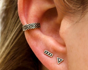 Kleine driehoek Sterling zilveren stud oorbellen Edgy moderne sieraden oorbellen cadeau voor haar CST002 Sieraden Oorbellen Oorknopjes 