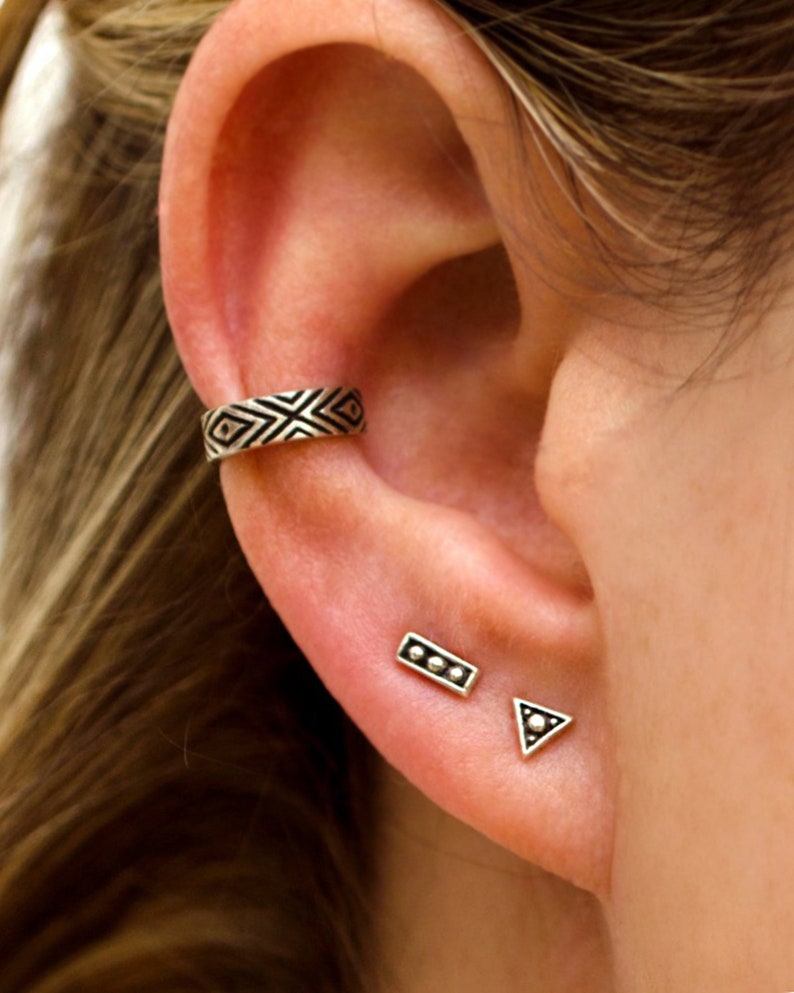 Piccoli orecchini triangolari in argento sterling Orecchini gioielli moderni taglienti Regalo per lei CST002 immagine 8