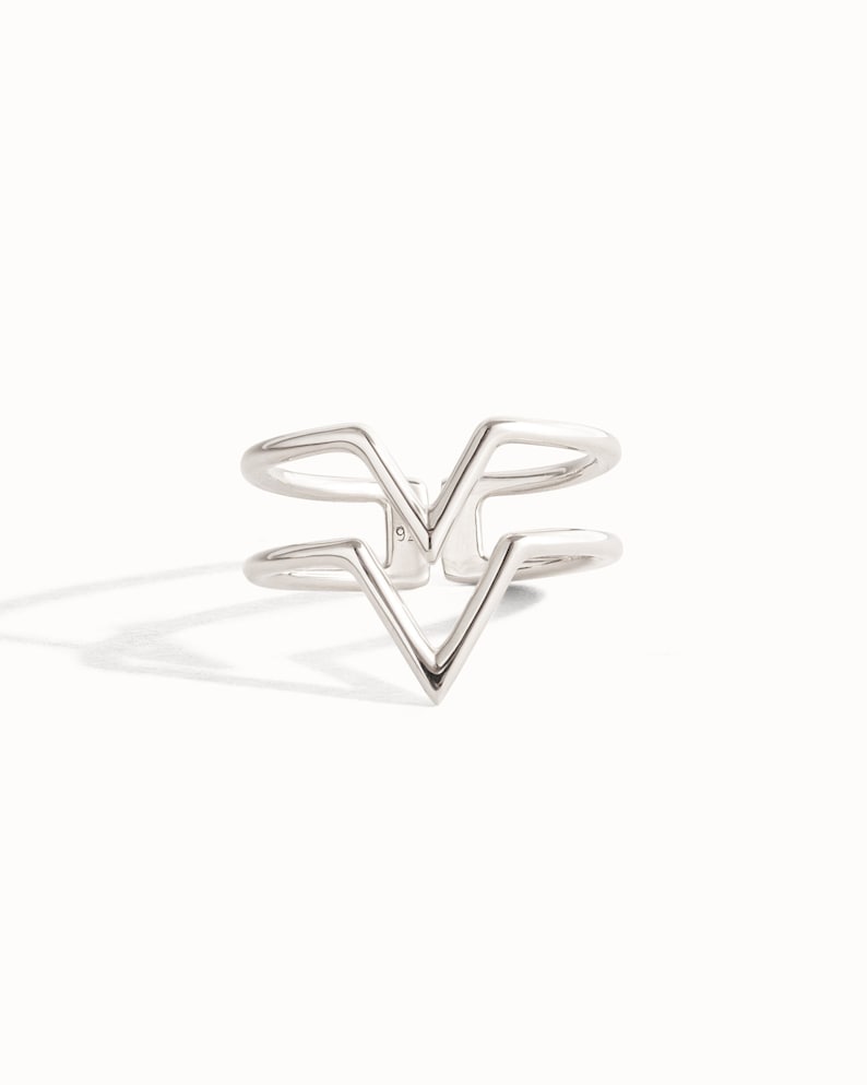 Stackable Ring Double Arrow Wire Ring Sterling Silver image 1