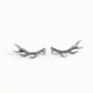 Sterling Silver Ear Cuff Earrings Antler Deer Earpin Boho Ear Crawler Wrap Earring Bohemian 925 Jewelry Gift FES006 image 7