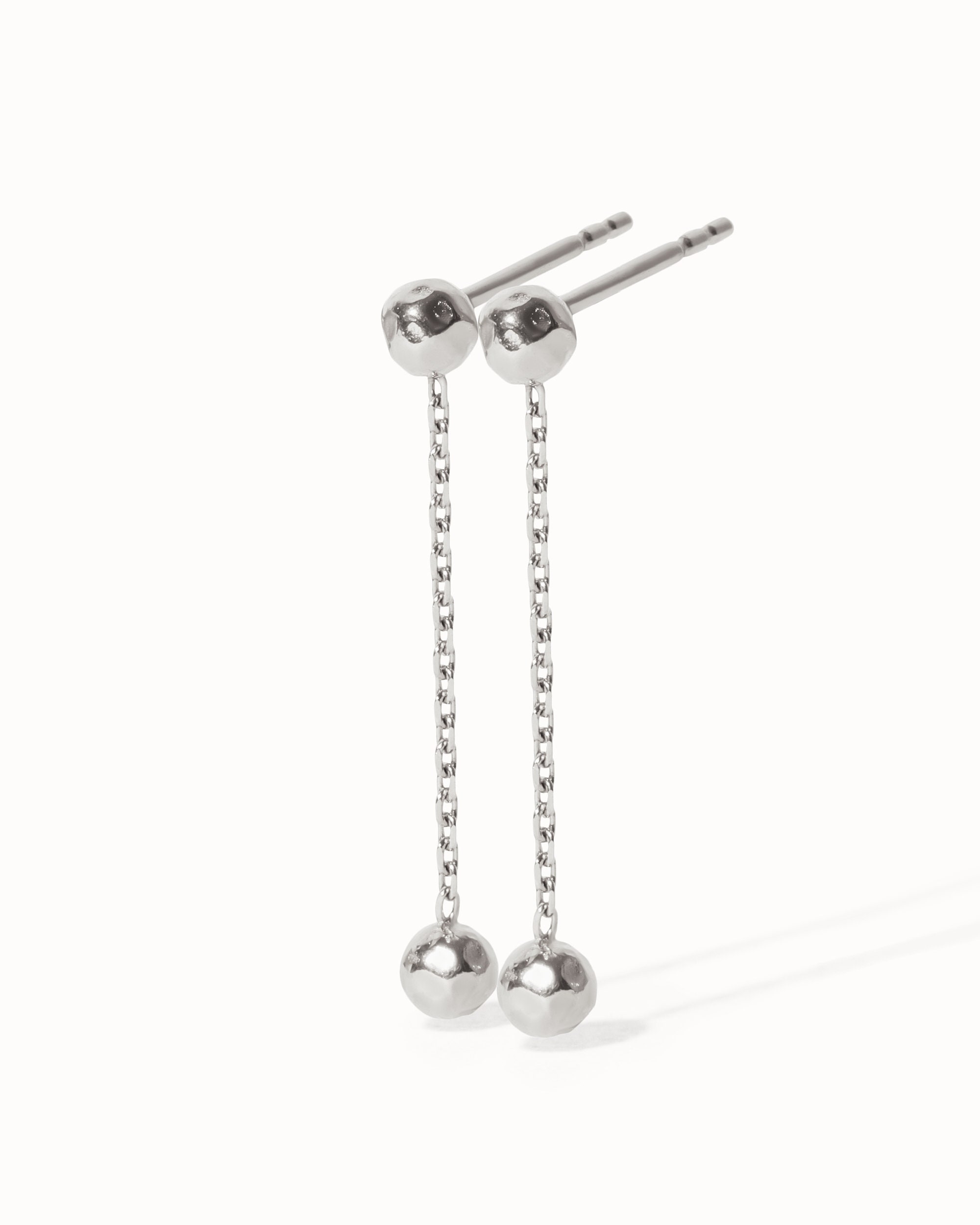 Chain Ball Earrings • Gold Ball Threader Earrings • Drop Ball Earrings • Silver Chain Dangle Earrings • Double Ball Earrings - CST024