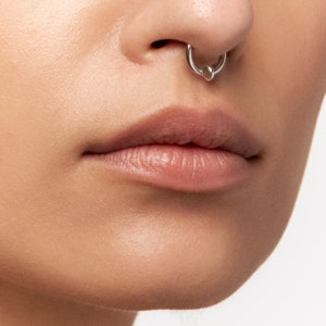 Bague en argent pour le septum des ongles, bague pour le nez, bijoux de corps, argent sterling, style bohème, avant-gardiste, 14 g, 16 g, cadeau pour elle BSE045 image 2