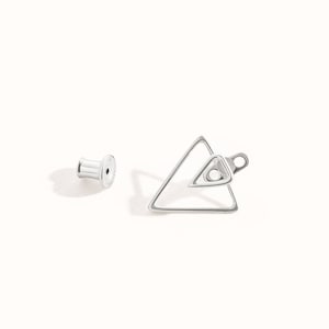 Triangle Ear Jacket Earring Sterling Silver Geometric Earrings Triangle Studs Minimalist Jewelry Gift for Her JKT011 Single - 1 Earring