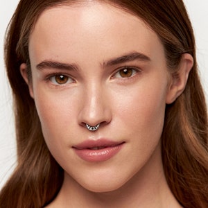 Moon Phase Septum Ring Nose Ring Celestial Jewelry Sterling Silver Bohemian Fashion Indian Style 14g 16g 18g BSE041 image 4