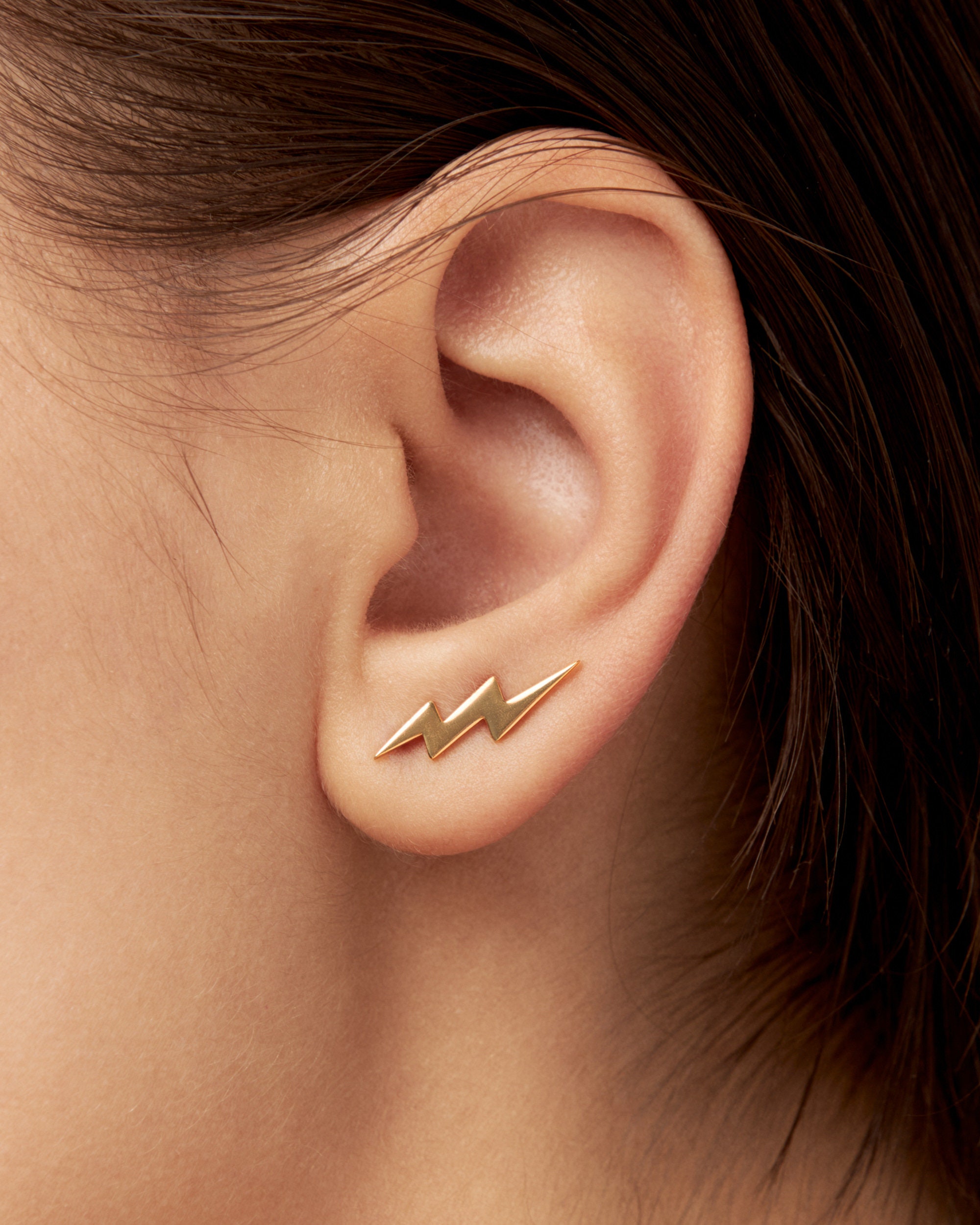 Bolt Earring Ear Climber 925 Sterling Silver Ear Cuff Lightning 14K Ear Crawler Chic Fashion Earrings Modern Jewelry Gift - FES009