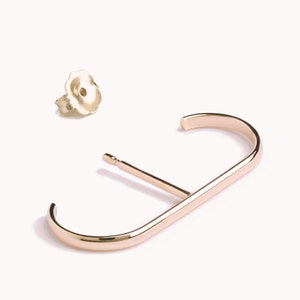 Suspender Earring Minimalist Silver Earring Modern Geometric Ear Lobe Cuff Earring 14k Gold Filled Stud Bar Earring Simple Gift CST027 zdjęcie 9