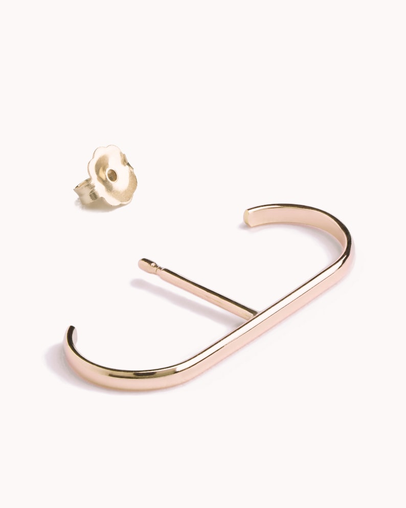 Breteloorbel Minimalistische zilveren oorbel Moderne geometrische oorlel manchetoorbel 14k Gold Filled Stud Bar Earring Eenvoudig cadeau CST027 afbeelding 9