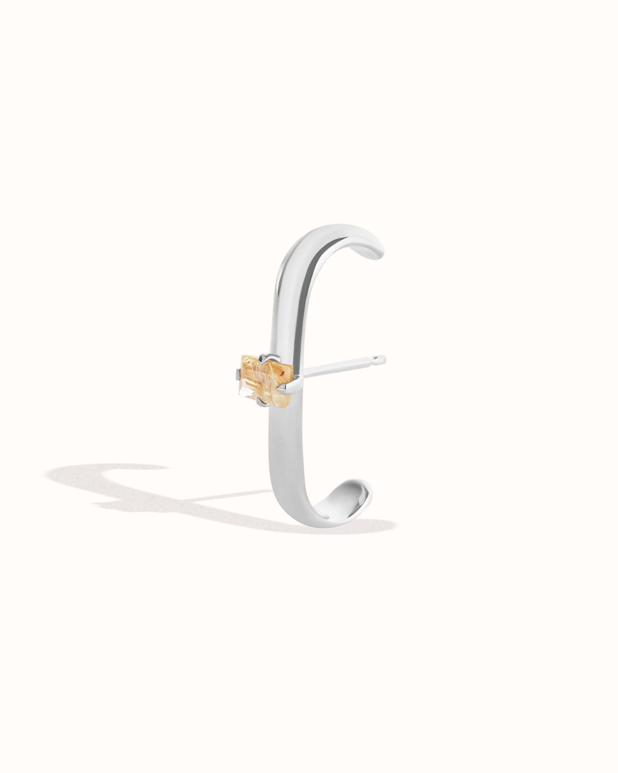 Wide Suspender Earring CZ • Gold Lobe Cuff Earrings • Thick Modern Earring • 14k Gold & Silver Ear Suspender Earring • Bar Earring - CST033