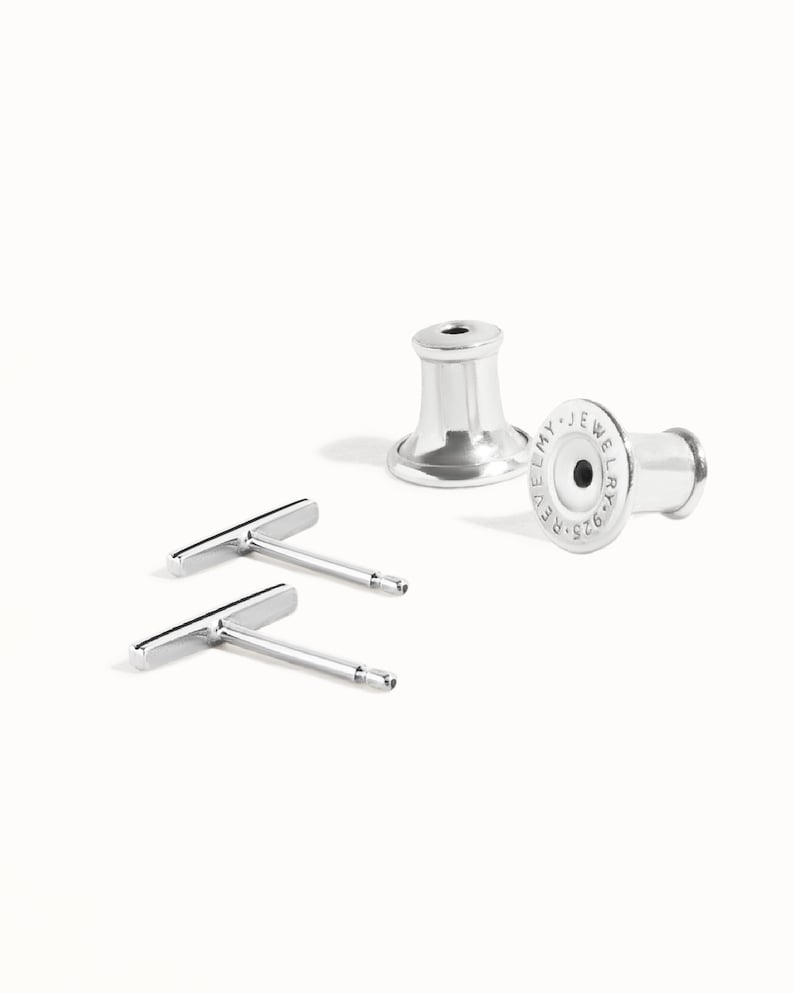 Bar Stud Oorbellen Square Bar Stud Oorbellen Minimalistische Bar Stud Oorbellen Zilveren kleine oorbellen Alledaagse sieraden Tiny Earring CST012 afbeelding 4