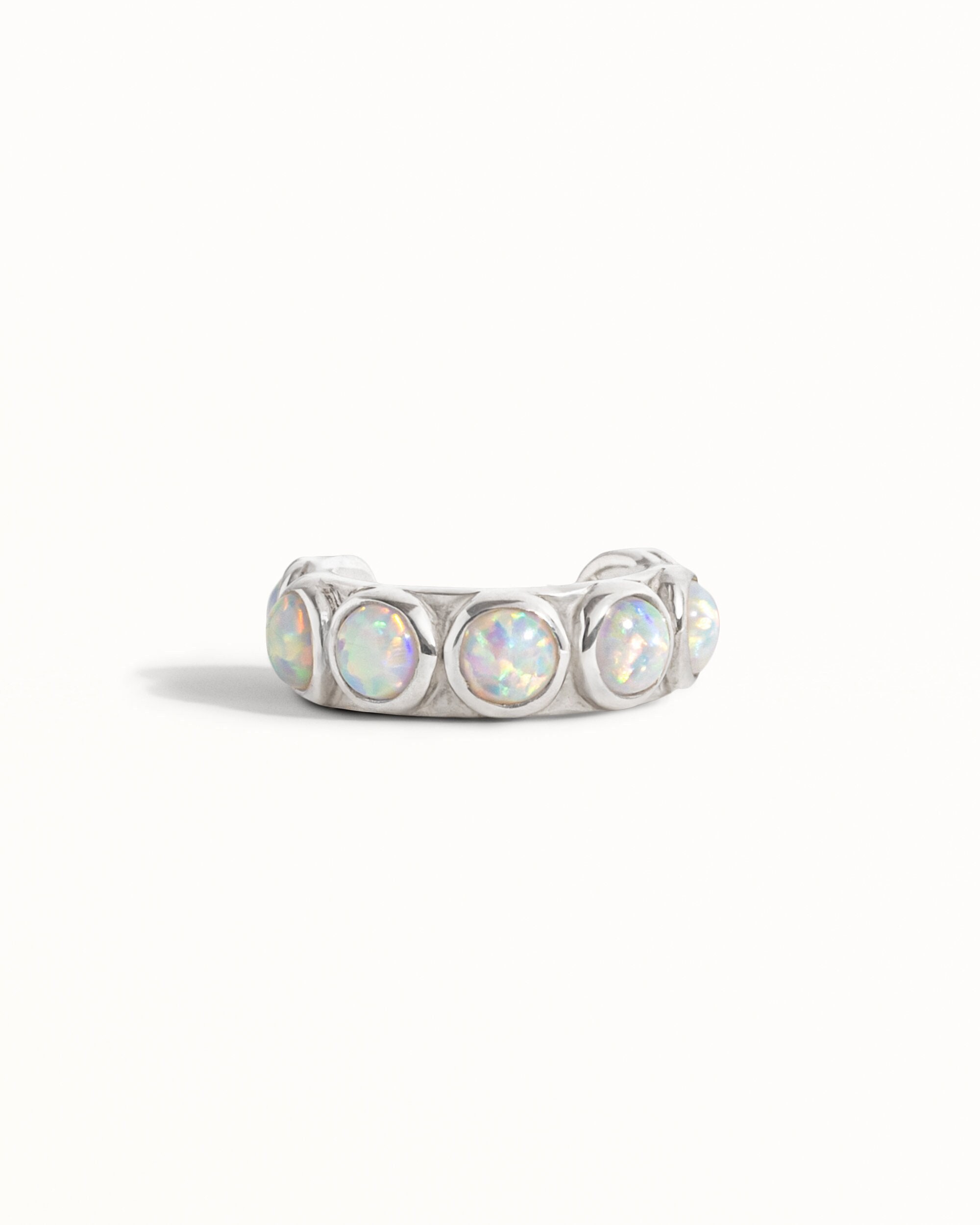 Sterling Silver Ear Cuff Earring Blue Opal Stones Inlay Ear Wrap Earrings Modern Jewelry  Gift for Her - ECU009