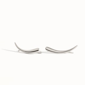 Boucles d'oreilles en argent sterling minimaliste en forme de grimpeur d'oreilles, croissant de lune, bijoux célestes, veste d'oreille, bijoux modernes FES007 Sterling Silver 925