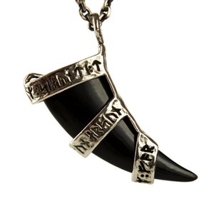 Claw Necklace Wrapped Talon Pendant Boho Jewelry Black Horn Bear Claw Gift for Her FPE015 image 1