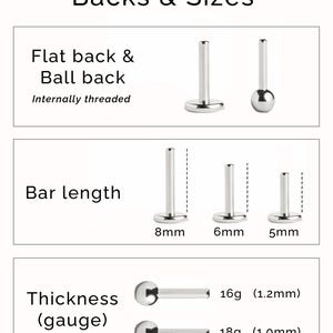 Cartilage Earring Crescent Moon Helix Earring 20G 18G 16G Sterling Silver Minimalist Stud Piercing Dainty Jewelry Ear Cuff Earring - CRT001 image 4