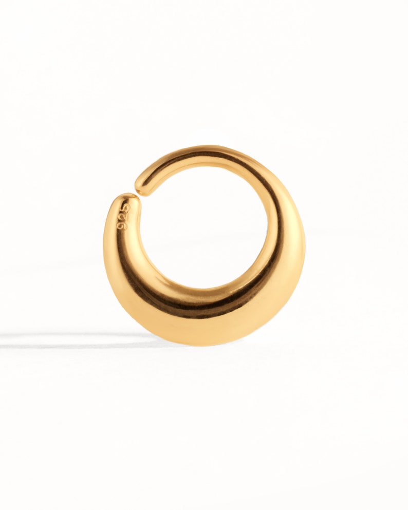 Minimalist Disc Septum Ring Modern Nose Ring Körperschmuck Sterling Silber und Gold Edgy Style 14g 16g Geschenk für Sie BSE046 Bild 3