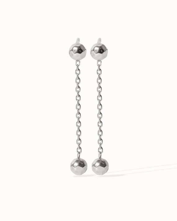 thumbnail interactive-video image 1 of Sterling Silver Tassel Threader Drop Earrings – Long Chain Dangle Earrings, Round Shape, Gift Ready 1 of 6