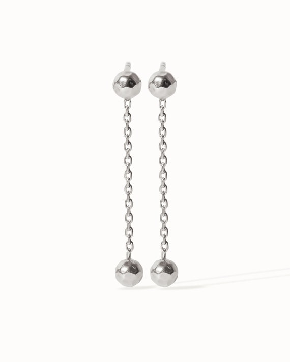 Sterling Silver Tassel Threader Drop Earrings – Long Chain Dangle Earrings, Round Shape, Gift Ready