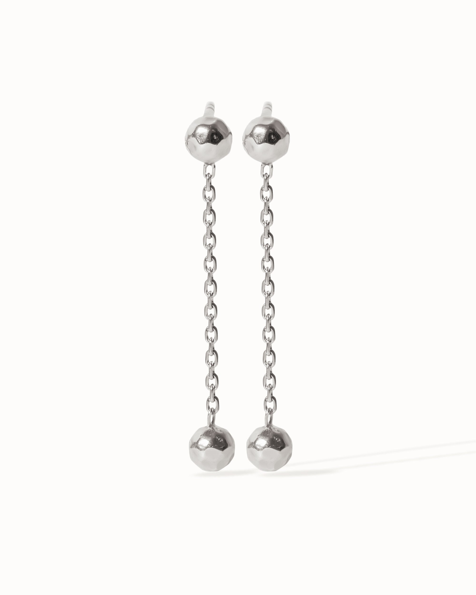 Chain Ball Earrings • Gold Ball Threader Earrings • Drop Ball Earrings • Silver Chain Dangle Earrings • Double Ball Earrings - CST024