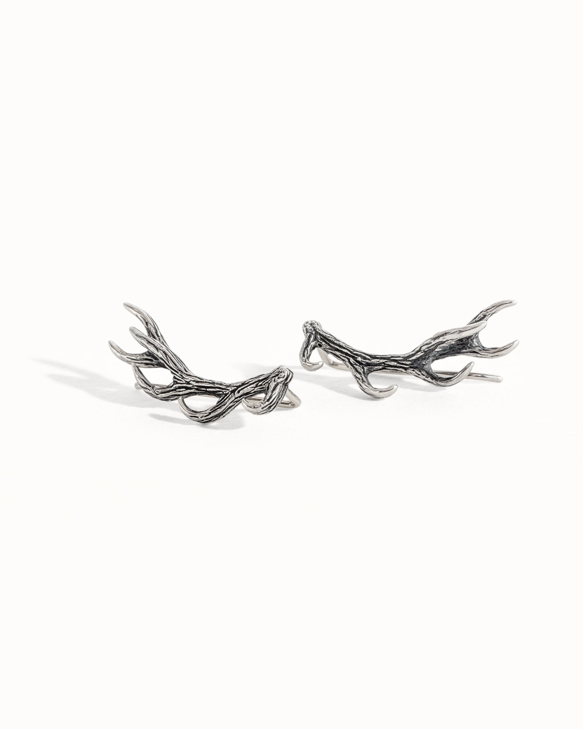 Sterling Silver Ear Cuff Earrings Antler Deer Earpin Boho Ear Crawler Wrap Earring Bohemian 925 Jewelry Gift Best Christmas Gift - FES006
