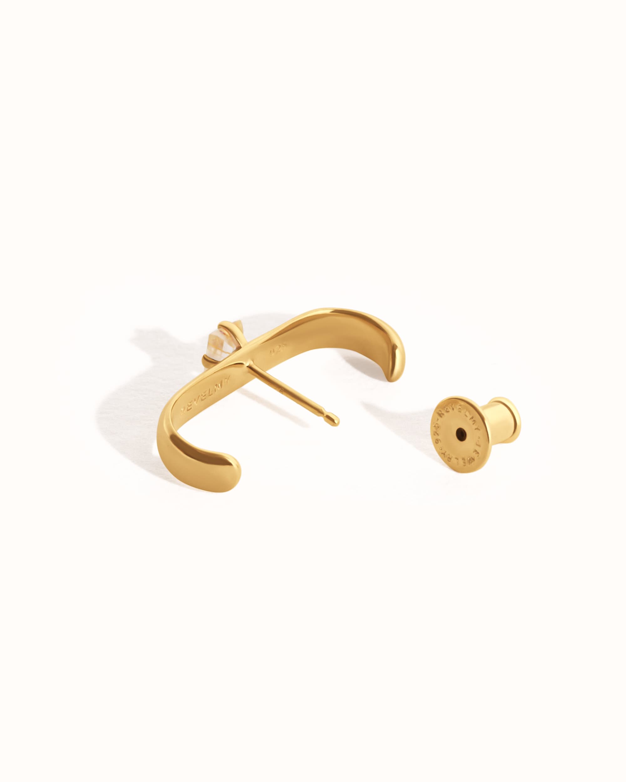 Wide Suspender Earring CZ • Gold Lobe Cuff Earrings • Thick Modern Earring • 14k Gold & Silver Ear Suspender Earring • Bar Earring - CST033
