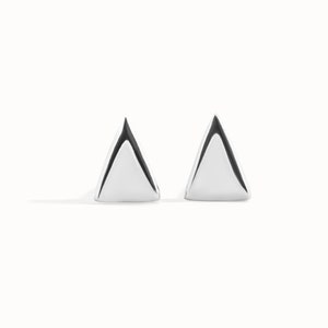 Triangle Earrings Silver & Gold Stud Earrings Minimalist Geometric Earrings Dainty Tiny Stud Earrings Modern Jewelry CST017 image 2