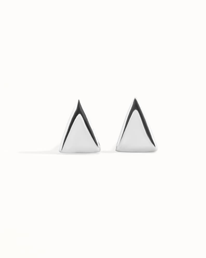 Triangle Earrings Silver & Gold Stud Earrings Minimalist Geometric Earrings Dainty Tiny Stud Earrings Modern Jewelry CST017 image 2