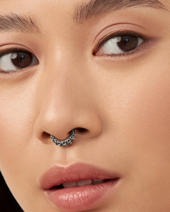 Octopus Tentacle Septum Ring Nose Ring Body Jewelry Sterling Silver Bohemian Fashion Septum Clicker 14g 16g 18g Christmas Gift BSE035 Etsy