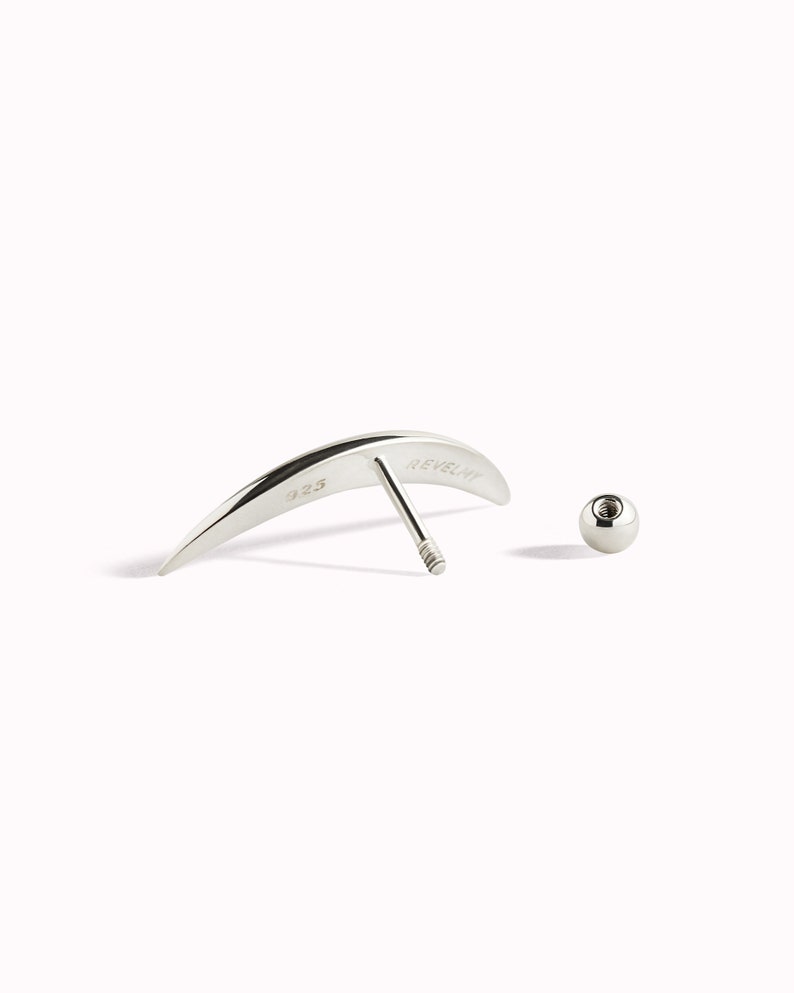 Cartilage Earring Crescent Moon Helix Earring 20G 18G 16G Sterling Silver Minimalist Stud Piercing Dainty Jewelry Ear Cuff Earring CRT001 image 5