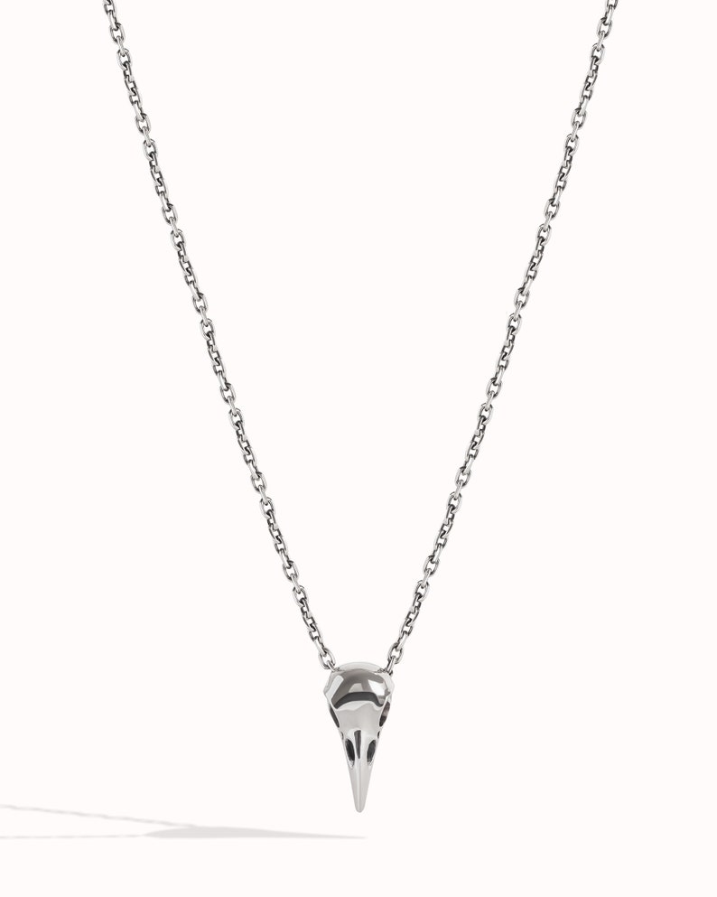 Silver Raven Skull Necklace Bird Skull Jewelry Raven Skull Gothic Pendant Goth & Steampunk Gift for Him Best Christmas Gift - FPE005 image 4
