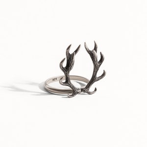 Deer Antler Ring Sterling Silver Ring Statement Ring Adjustable Ring Boho Jewelry Jewelry Gift for Her FRI001 image 5