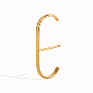 Orecchino minimalista a bretella in argento • Orecchino a clip geometrico moderno per lobo • Orecchino a perno placcato oro 24 carati, regalo semplice - CST027 Gold